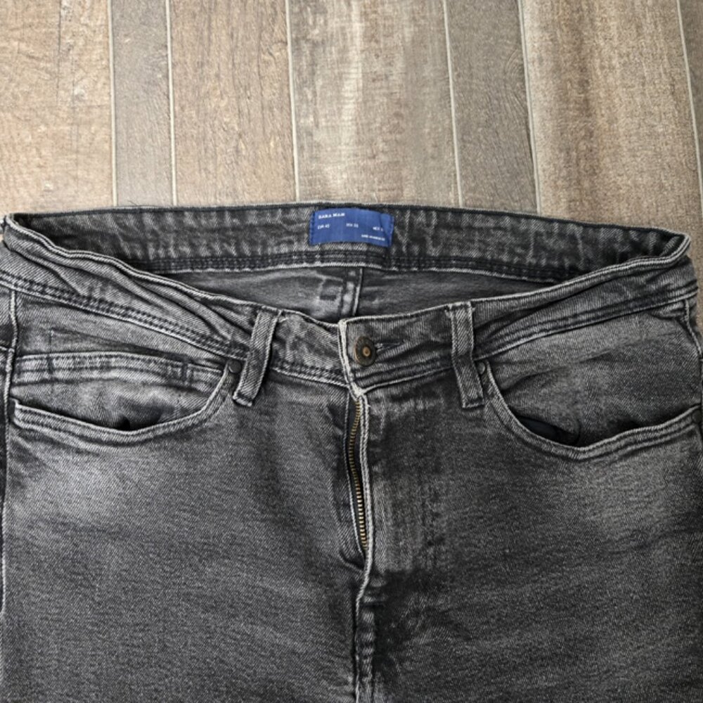 ZARA MAN 1975 BLACK SKINNY JEANS MID-RISE 32X32 THICK DENIM GREAT CONDITION. - Picture 4 of 7